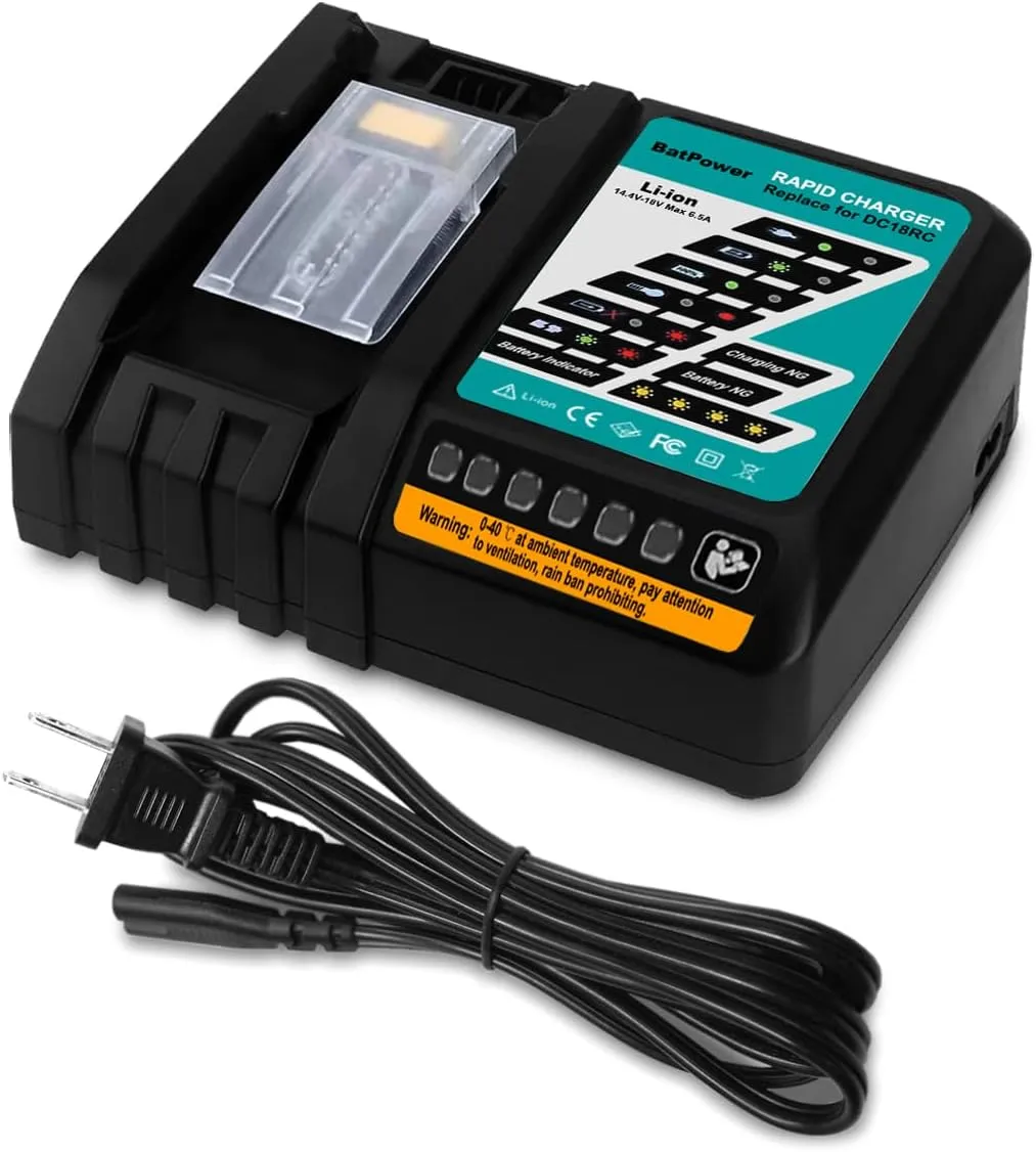 14.4V-18V 6.5A DC18RC Rapid Charger for Makita 18V Battery Charger BL1860B 6.0Ah BL1850B 5.0Ah BL1840B 4.0Ah BL1830B 3.0Ah 18V Battery Charger DC18RD