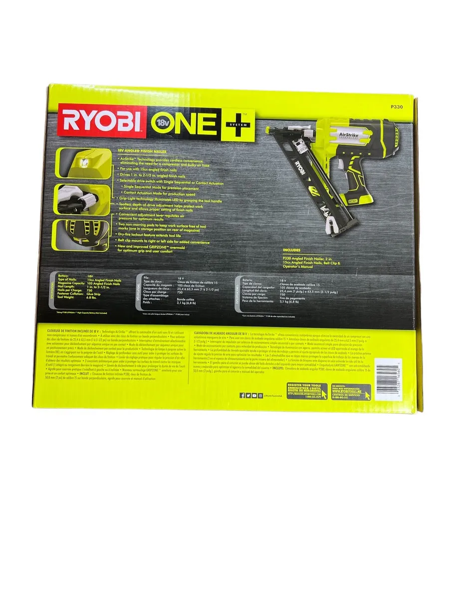 18-Volt ONE  Lithium-Ion Cordless AirStrike 15-Gauge Angled Finish Nailer (Tool Only)