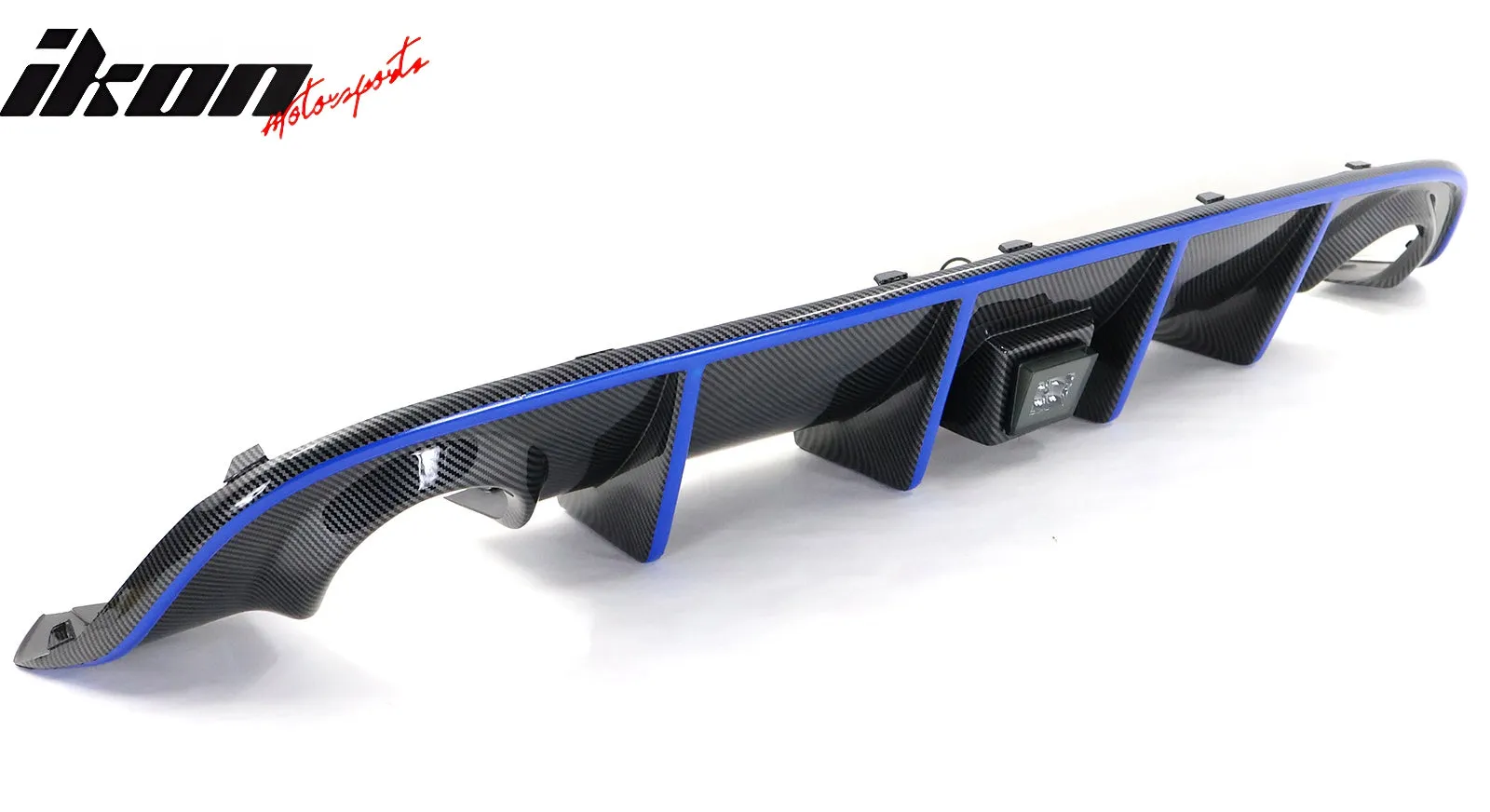 2015-2023 Dodge Charger LED Rear Diffuser Carbon Fiber Look Blue Tape