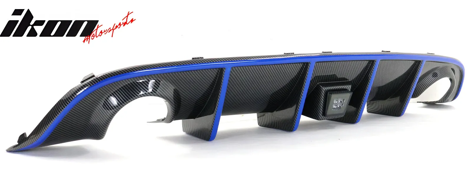 2015-2023 Dodge Charger LED Rear Diffuser Carbon Fiber Look Blue Tape