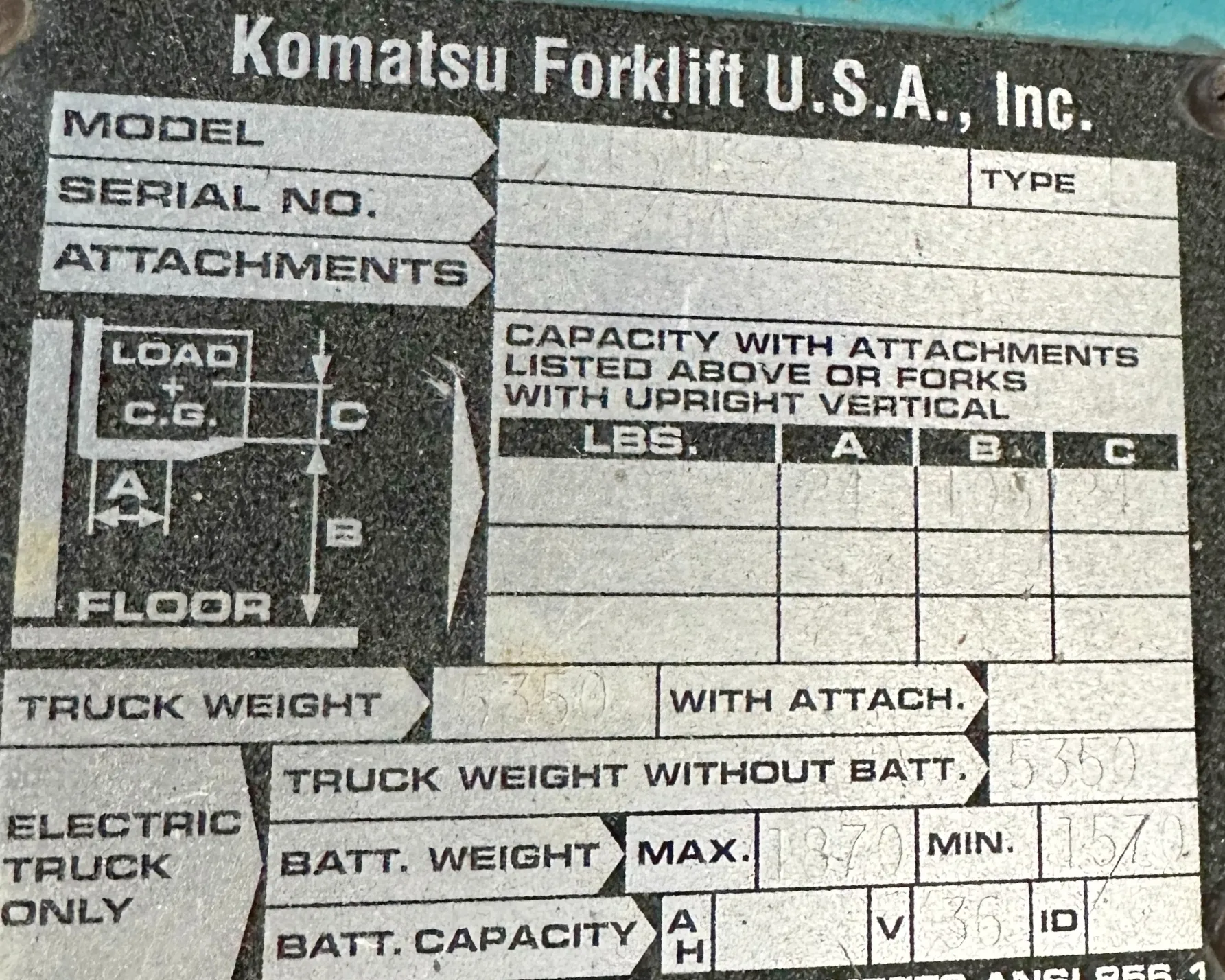 3,000 LB Komatsu FB15MK-2 Cushion 3-Wheel Electric Forklift W/ Charger