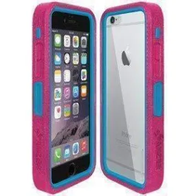 Amzer CRUSTA Rugged iPhone 6 Case Magenta on Blue Shell with Tempered Glass