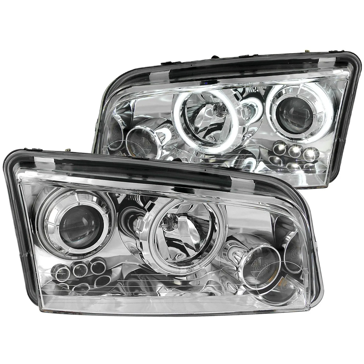 Anzo Projector Headlights Dodge Charger (06-10) w/ CCFL or LED Halo - Black or Chrome Housing