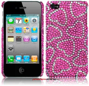 Apple iPhone 4 / 4S Diamante Case Pink Hearts