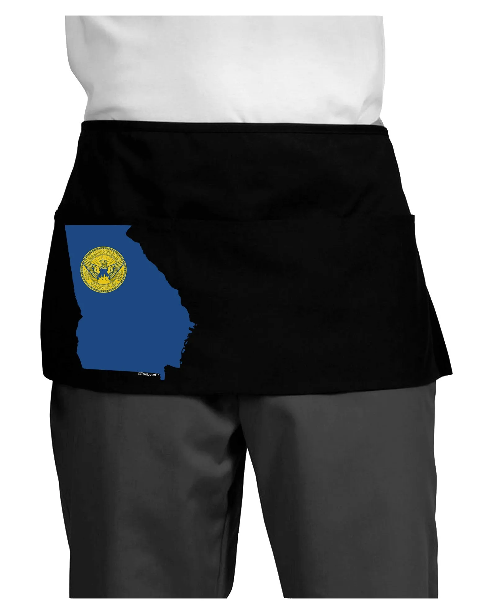 Atlanta Georgia Flag Dark Adult Mini Waist Apron, Server Apron