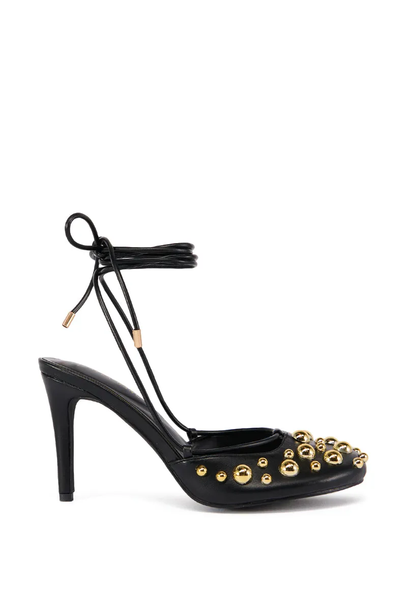 AZALEA WANG AMADEUS BLACK EMBELLISHED PUMP