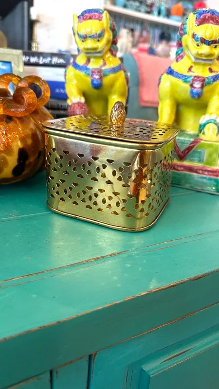 Brass Reticulated Box With Lid