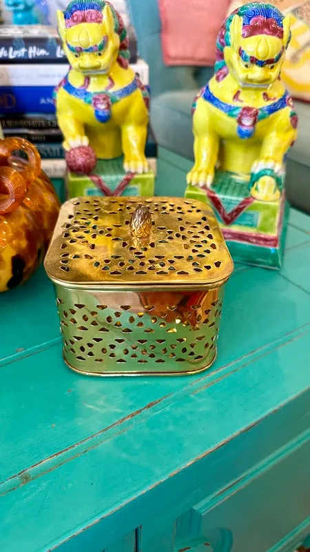 Brass Reticulated Box With Lid