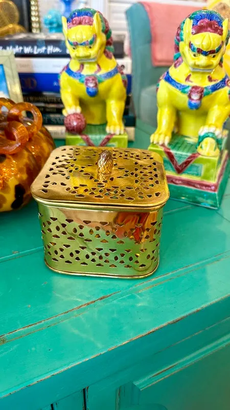 Brass Reticulated Box With Lid