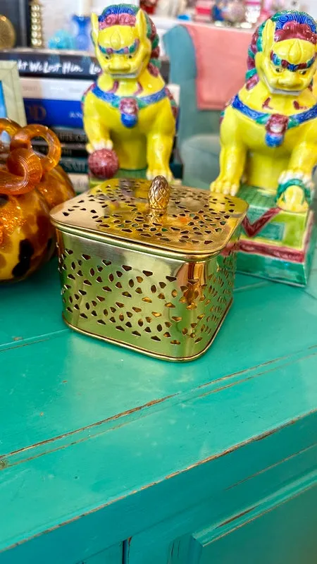 Brass Reticulated Box With Lid