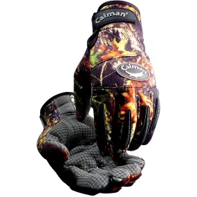 Caiman 2910-4 Multi-Activity Glove with Synthetic Leather Silicone Grip Palm and Camouflage Print Fleece Back