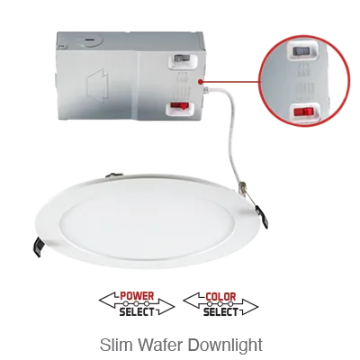 Circa 6 Inch LED Regressed Wafer Down Light, 1,290 Lumens, Wattage Selectable 10W/12W/14W, 120-277V, CCT Selectable: 2700K/3000K/3500K/4000K/5000K