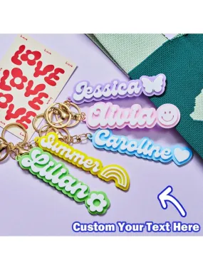 Customized Letter & Floral Design Keychain - Wallet, Bag, Backpack, Earphone Case Accessories - Gift For Family, Friends, Women