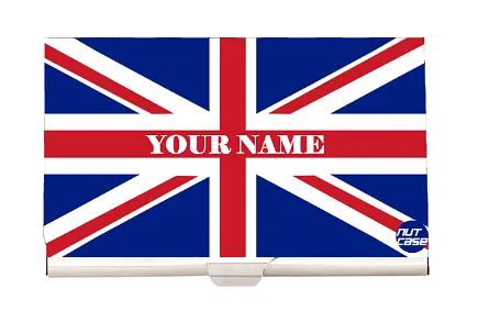 Customized Visiting Card Holder with Name - UK Flag