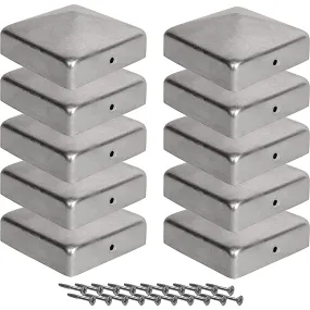 Durable Alloy Steel 4x4 Inch Fence Post Caps 10 Pack with Free Screws