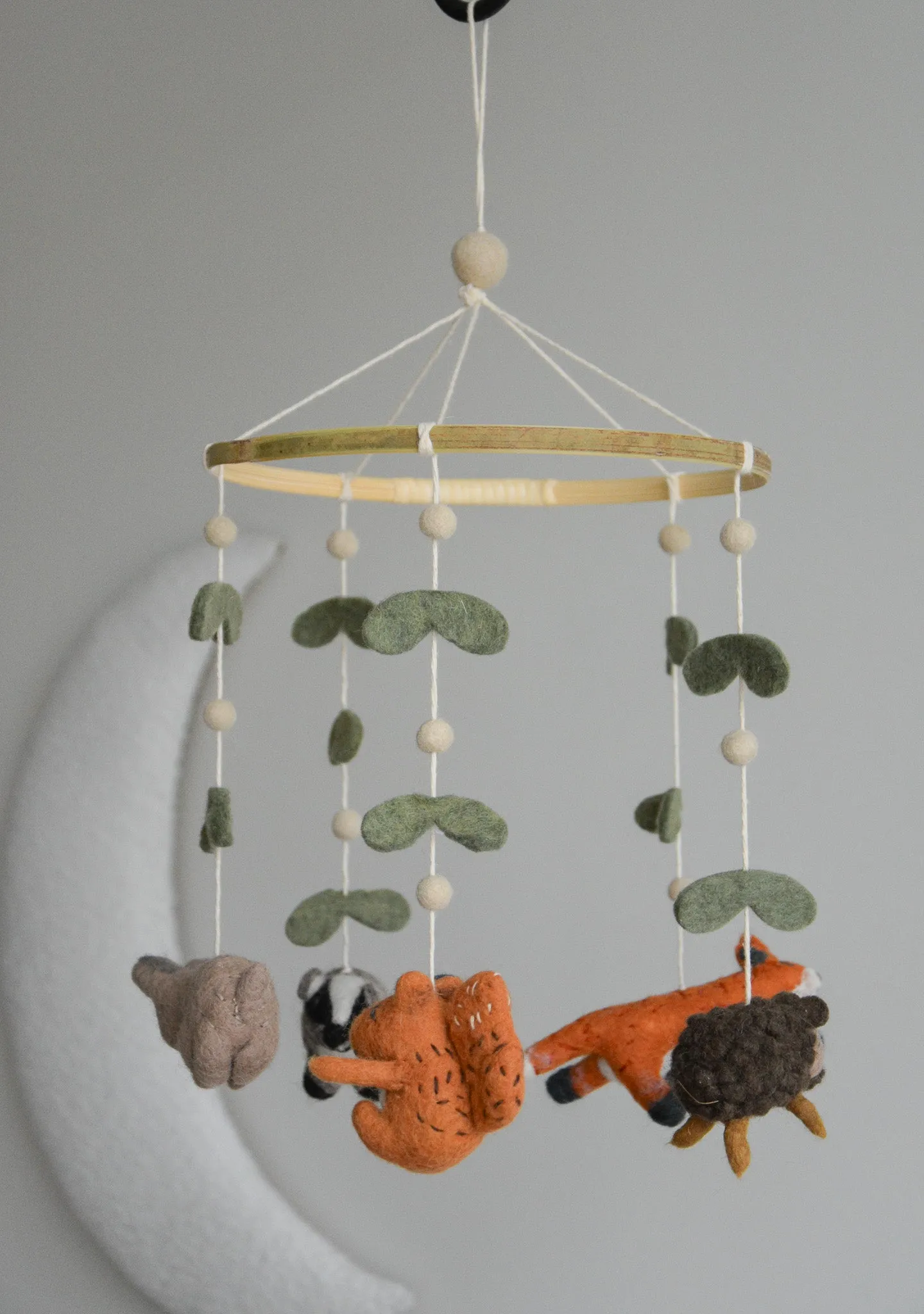 Felted woodland animals mobile