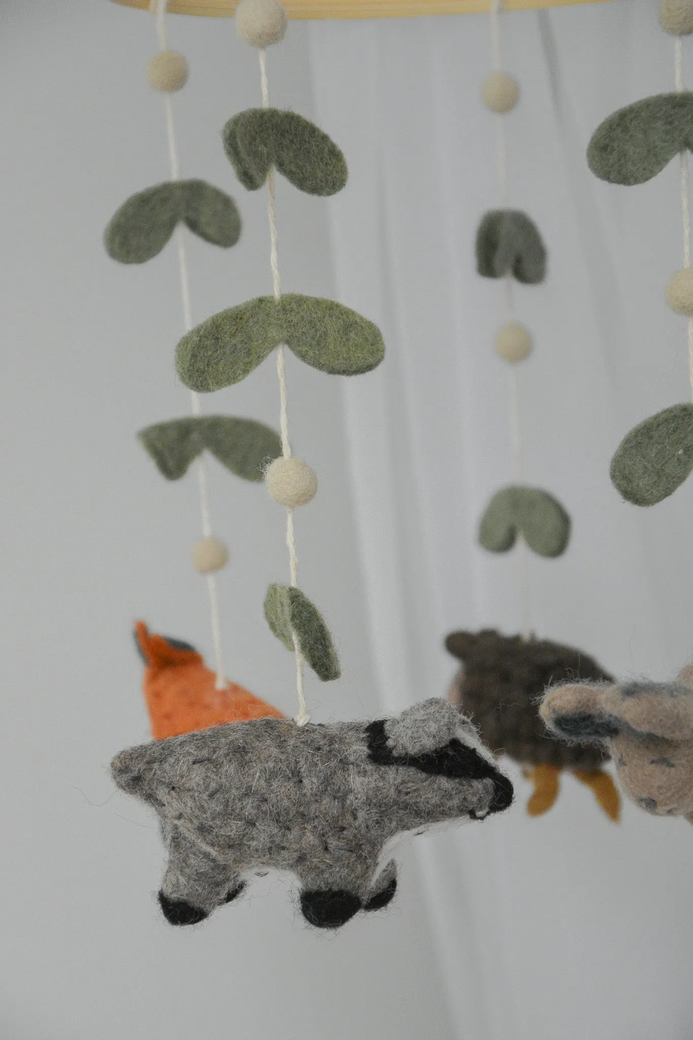 Felted woodland animals mobile