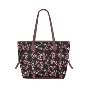 Floral Green Black Clover Canvas Tote Bag