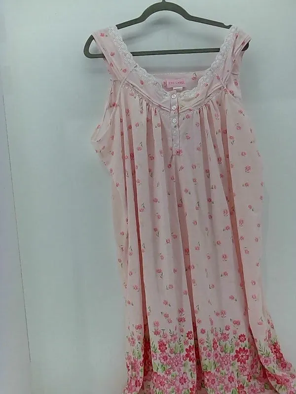 Flower Pink Women's Nightgown With Lace Trim Size 3XLarge