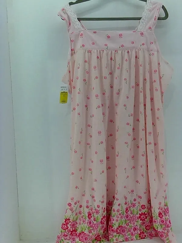 Flower Pink Women's Nightgown With Lace Trim Size 3XLarge