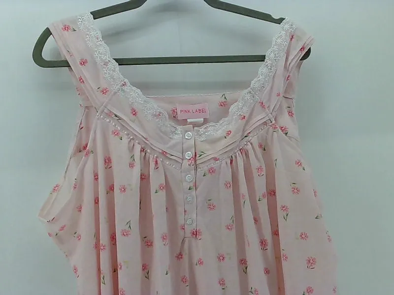 Flower Pink Women's Nightgown With Lace Trim Size 3XLarge