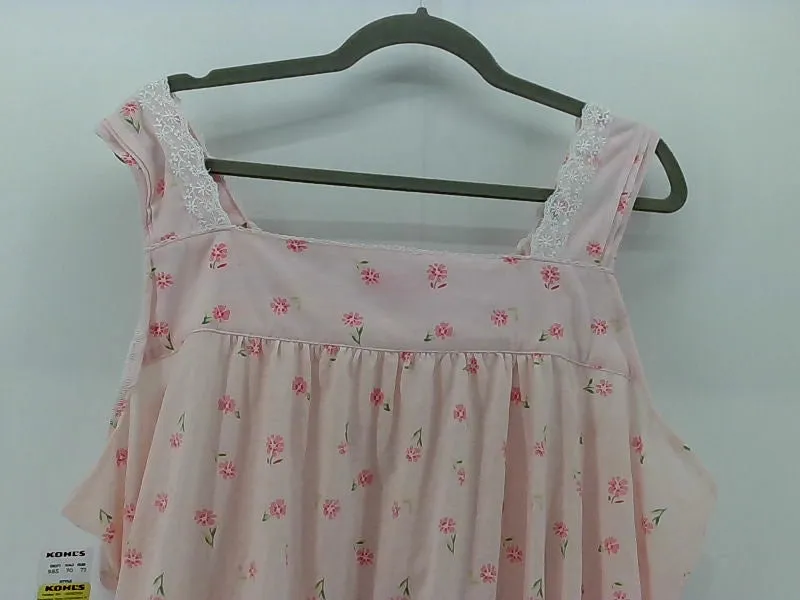 Flower Pink Women's Nightgown With Lace Trim Size 3XLarge