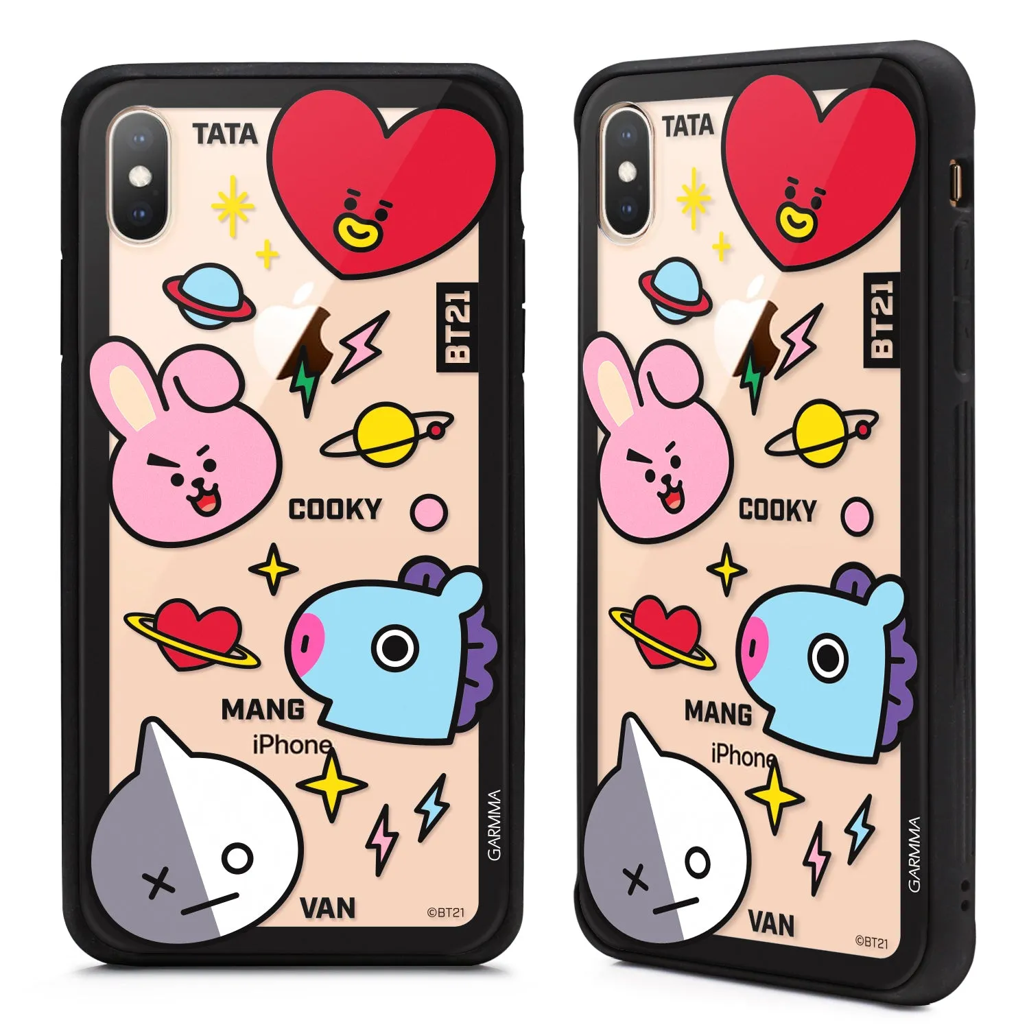 GARMMA BT21 UNIVERSTAR Air Barrier Shockproof Tempered Glass Back Case Cover