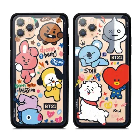 GARMMA BT21 UNIVERSTAR Air Barrier Shockproof Tempered Glass Back Case Cover