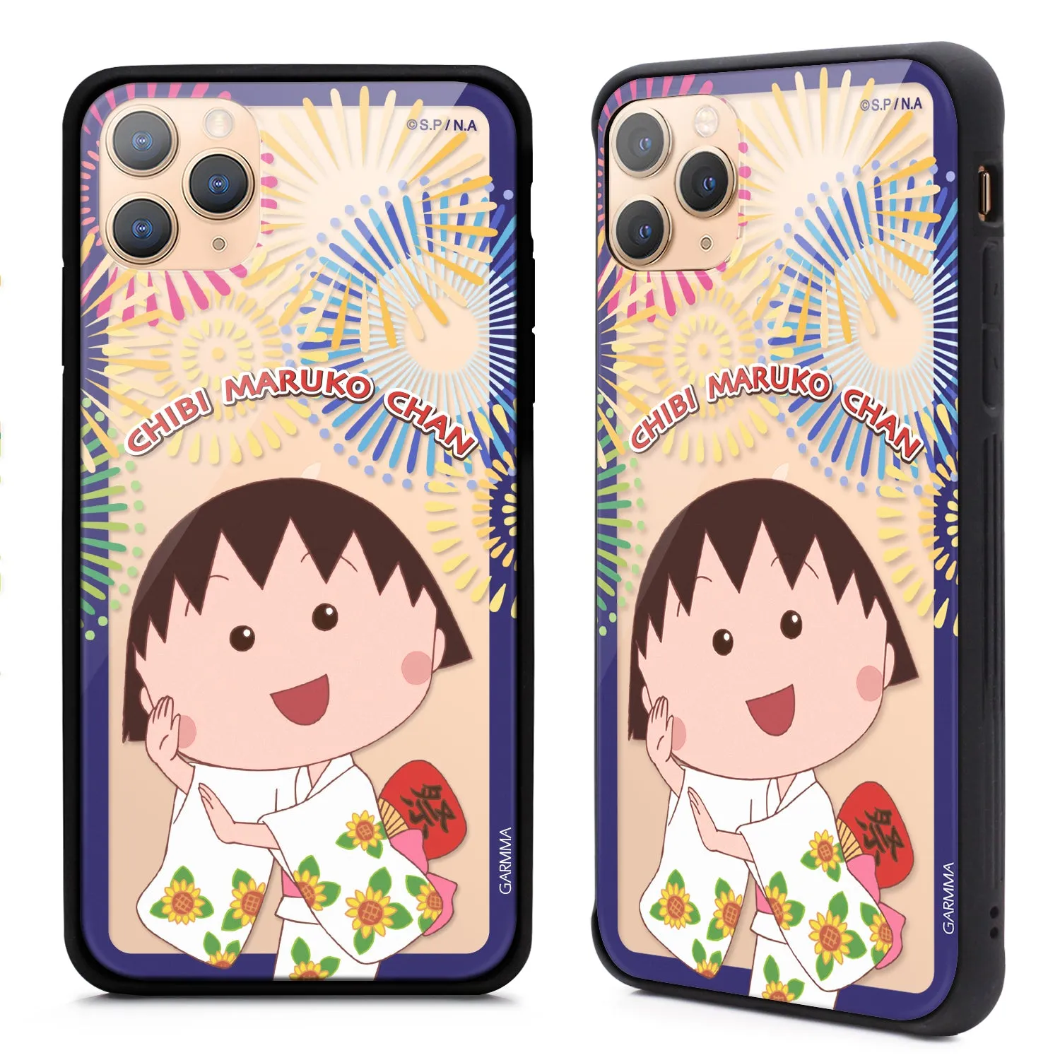 GARMMA Chibi Maruko-chan Tempered Glass Back Case Cover for Apple New iPhone