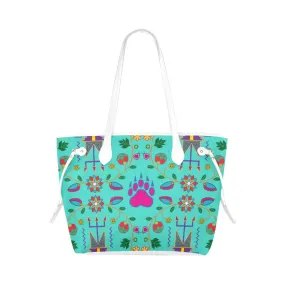 Geometric Floral Fall - Sky Clover Canvas Tote Bag