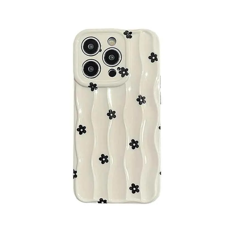 Heart Dot Flowers Water Ripple Cute Phone Cases for iPhone 11, 12, 13, 14, 15 Pro Max