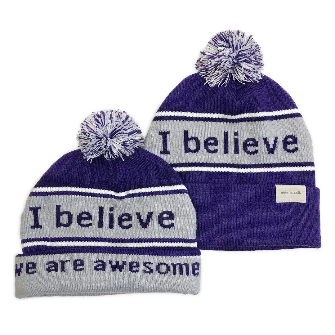 I believe™ purple knit beanie   7 pairs of socks in a keepsake box