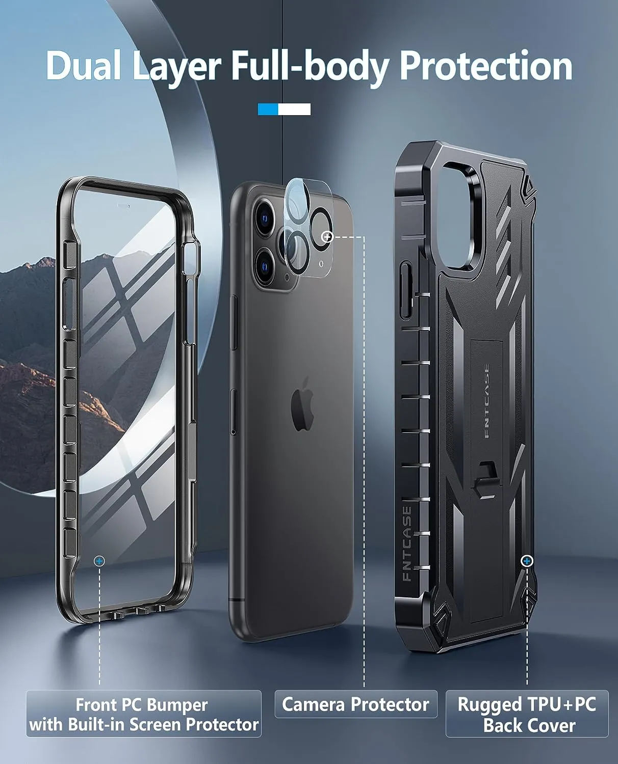 iPhone 11 Pro-Max Case Rugged Shockproof Protective Case Proof Protection Black