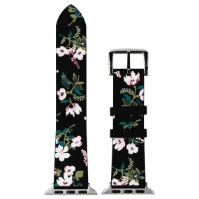 Kate Spade Silicone Band for 38/40/41mm Apple Watches - Black Floral/Silver