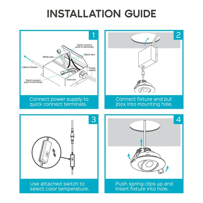 Luxrite LR23246 - 3 Inch Recessed Gimbal LED Downlight - 8 Watt - 600 Lumens - 3CCT Select - Dimmable - 40 Degree - 120 Volt