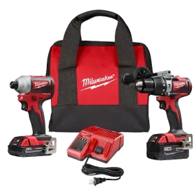 Milwaukee 2893-22CX M18 Brushless 2-Tool Combo Kit, Hammer Drill/Impact Driver