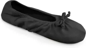 Muk Luks Women's Black Stretch Satin Ballerina Slipper Medium Pair Of Shoes