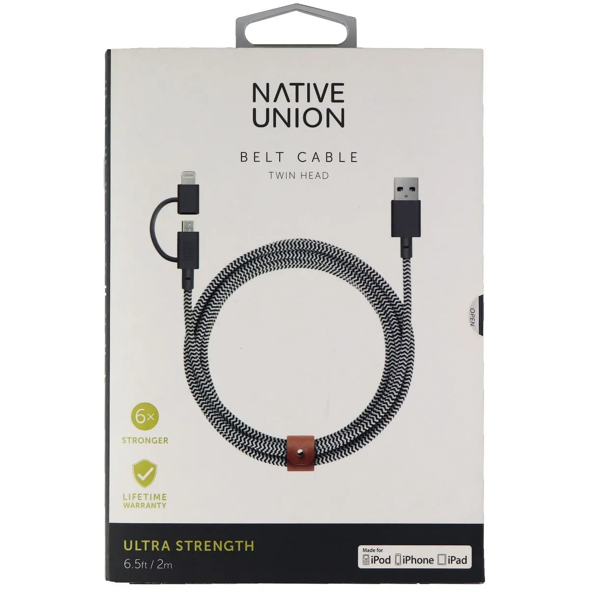 Native Union ( BELT-KV-UL-ZEB ) 6.5Ft Charge/Sync Cable for Micro USB