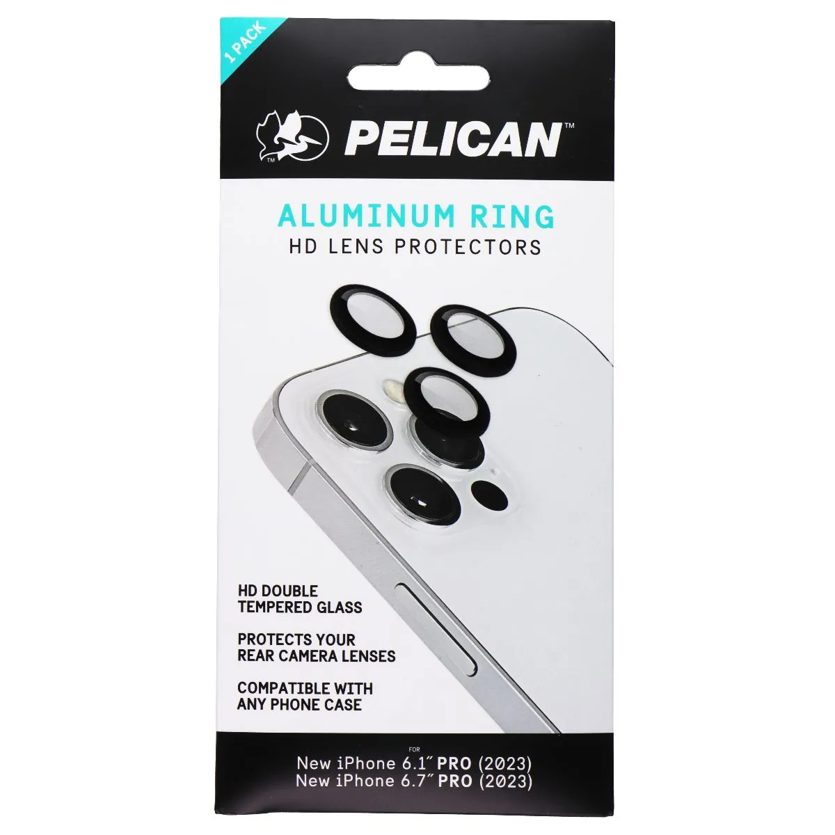 Pelican Aluminum Ring HD Lens Protectors for iPhone 15 Pro Max/15 Pro - Black