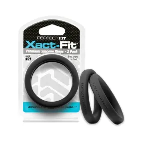 Perfect Fit - Xact Fit #21 Premium Silicone Cock Ring Pack of 2 (Black)