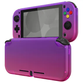 PlayVital Clear Atomic Purple Rose Red Customized Protective Grip Case for NS Switch Lite, Hard Cover Protector for NS Switch Lite - 1 x Black Border Tempered Glass Screen Protector Included - YYNLP007