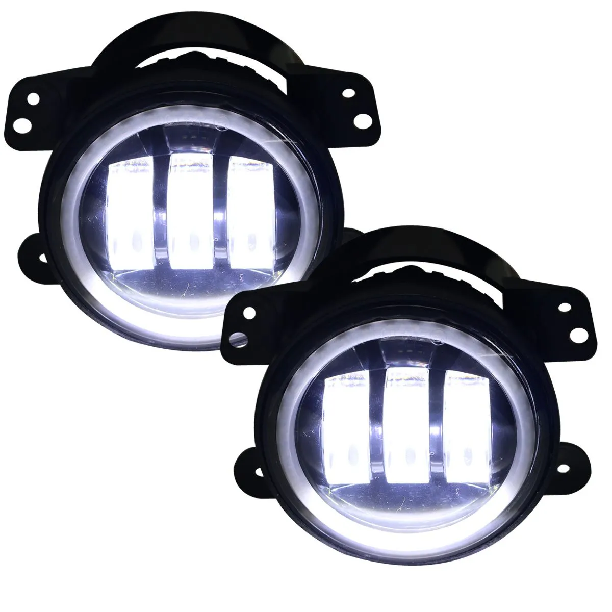 Race Sport RS 4" LED Fog Light Dodge Charger (11-12) w/ LED RGB White Halo Angle Eyes