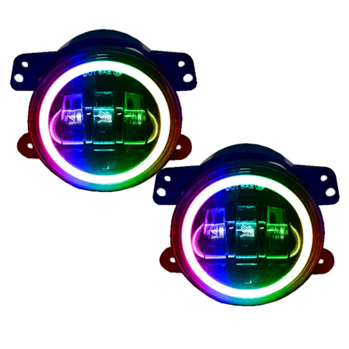 Race Sport RS 4" LED Fog Light Dodge Charger (11-12) w/ LED RGB White Halo Angle Eyes