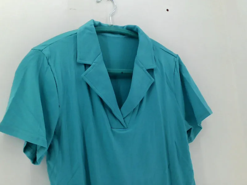 RAPBIN Aqua Polo Sleeve Tunic Top Medium