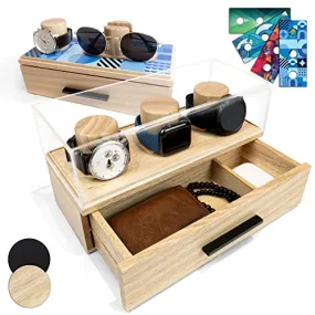 Retrofitts Men Watch Sunglass Box Oak Wood  Display Sunglass Display Holder