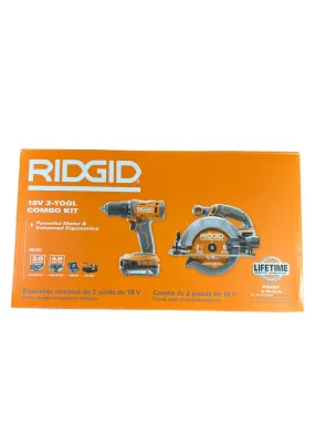 RIDGID 18-Volt Cordless 1/2 in. Drill/Driver and 6-1/2 in. Circular Saw Combo Kit with 2.0 Ah and 4.0 Ah Battery, Charger, and Bag