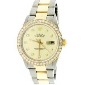 Rolex Datejust 2-Tone Gold/Steel 36mm Oyster w/Champagne Diamond Dial &amp; Bezel TFJ-142508050