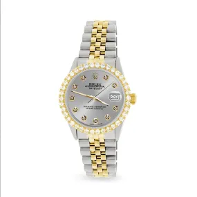 Rolex Datejust 36mm 2-Tone Watch 3.05ct Diamond Bezel/Gray Diamond Dial TFJ-142508527