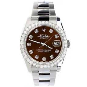 Rolex Datejust   Chocolate Dial Watch with Custom Diamond Bezel  TFJ-142507917