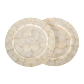 Round 13 in. Capiz Seashell Charger Plates (Set of 2) , Ivory-Gold-Plearlescent